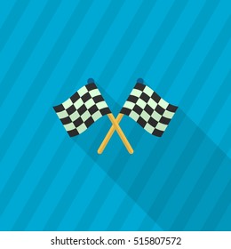 Checkered flag flat  icon with long shadow,eps10