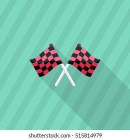 Checkered flag flat  icon with long shadow,eps10