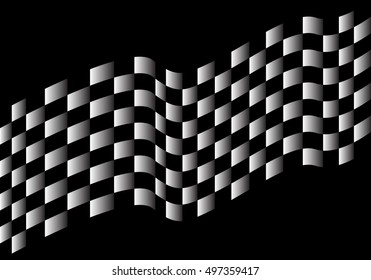 Checkered flag flying on black background design for sport race vector illustration.