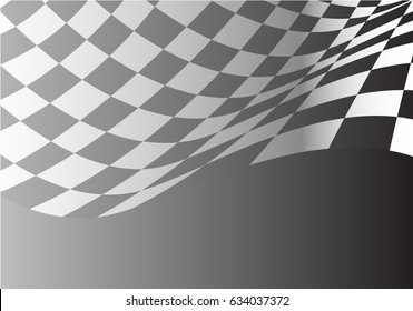Checkered flag flying on gray gradient design for race sport championship background vector illustration.