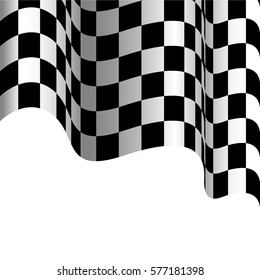 Checkered flag flying on white background vector illustration.