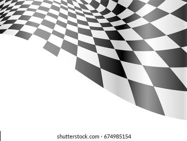 Checkered flag flying on white design for sport race championship creative background vector illustration.