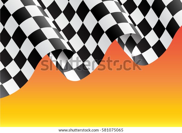 Checkered flag flying on yellow design race\
champion background vector\
illustration.