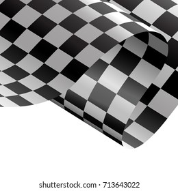 Checkered flag flying wave on white background design for sport race championship background vector illustration.