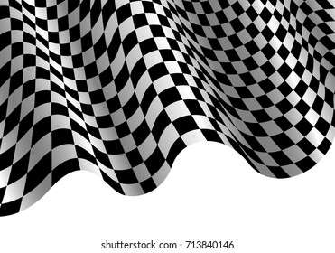 Checkered flag flying wave on white design sport race championship background vector illustration.
