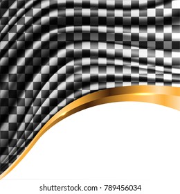 Checkered flag gold line with white blank space for text place design sport race championship background vector illustration.
