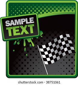 checkered flag grungy splattered background colored green
