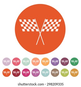 The checkered flag icon. Finish and start, winner symbol. Flat Vector illustration. Button Set