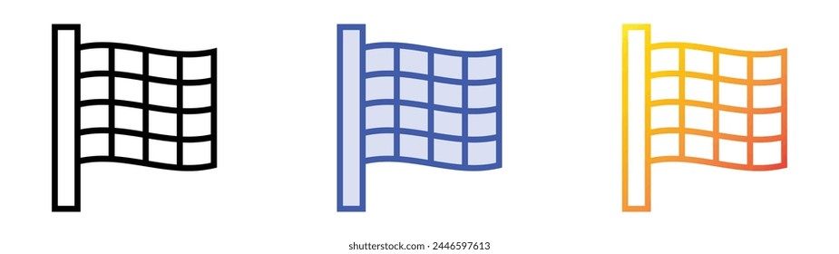 checkered flag icon. Linear, Blue Fill and Gradient Style Design Isolated On White Background