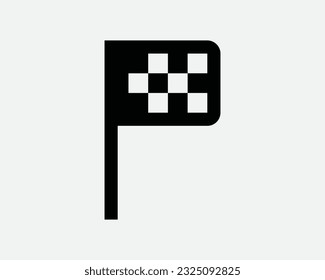 Icono de bandera de verificación Fin de carrera terminar competencia de línea de finalización de competición de deportes victoria Ganador de la ganadora Black White Graphical Clipart Ilustración Símbolo de signo del vector EPS