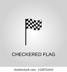 Checkered flag icon. Checkered flag symbol. Flat design. Stock - Vector illustration