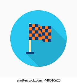 Checkered flag icon, Vector flat long shadow design. Racing concept.