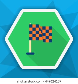 Checkered flag icon, Vector flat long shadow design. Racing concept.