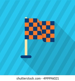 Checkered flag icon, Vector flat long shadow design. Racing concept.