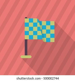 Checkered flag icon, Vector flat long shadow design. Racing concept.