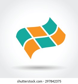 Checkered flag icon. Vector version of the file contains transparent objects. You can fully edit.