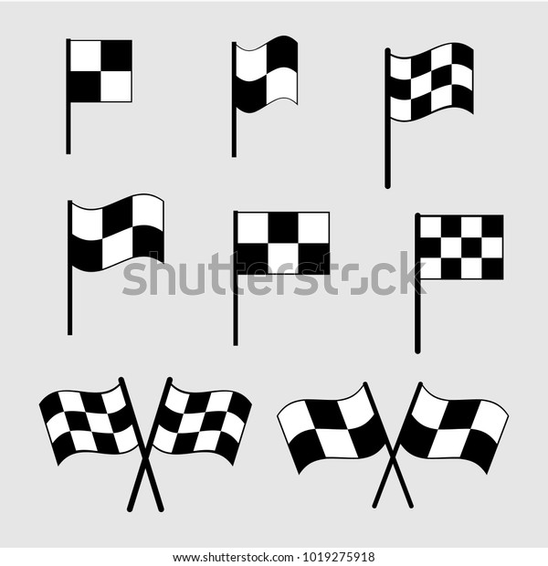 Checkered flag\
icons. Finish signs set\
illustration
