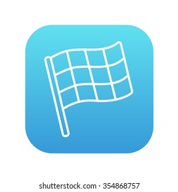 Icono de la línea de bandera de verificación para web, móvil e infografías. Icono de blanco vector en el cuadrado de gradiente azul con esquinas redondeadas aisladas en fondo blanco.