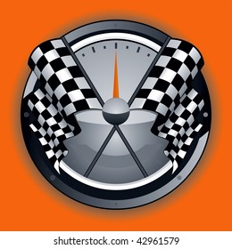 Checkered Flag Logo Vector Drawing