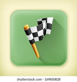 Checkered flag, long shadow vector icon