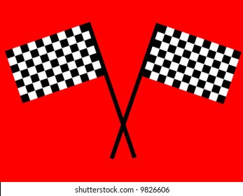 Checkered flag on red background