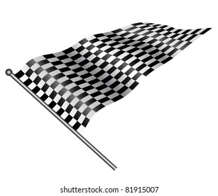 Checkered flag on white background. Vector.