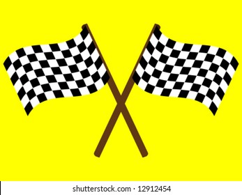 Checkte Flagge auf gelbem Hintergrund