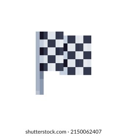 Checkered flag. Pixel art icon. Auto Moto racing. Game assets. Isolated abstract vector illustration. 8-bit sprite.	