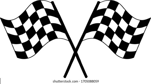 Checkered Flag, Race Flag, White And Black, Vector Illustration Isolated On White Background.