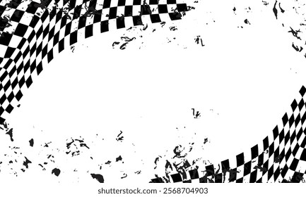 Checkered flag racing background with grunge brush splashes