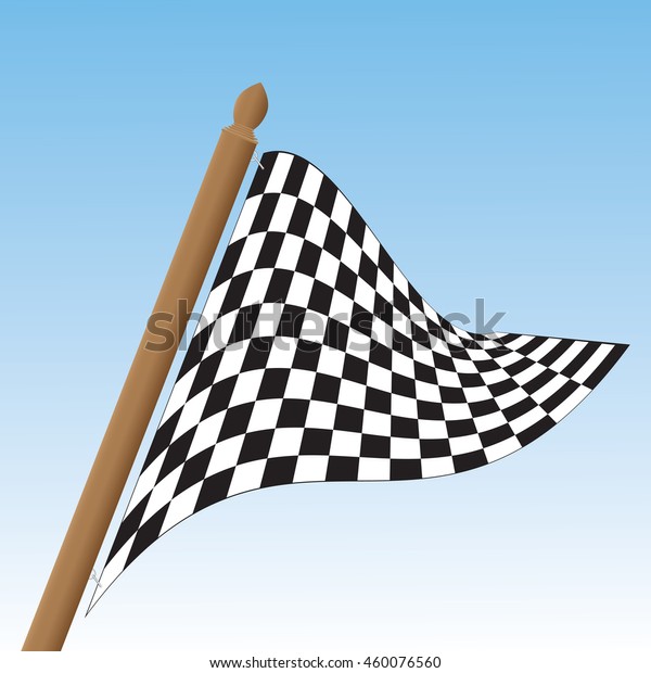 Checkered flag.\
Racing flag with blue\
background.