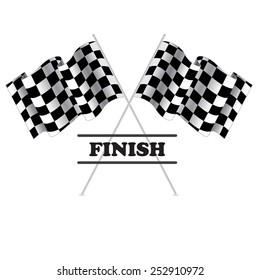 Checkered flag for racing. Isolated on white background. Two Finish flag with shadow. Race flag. finish illustration. Waving Checkered flag