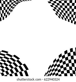 Checkered flag. Racing flag isolated on white. For decoration at the corner of poster or events about victory.