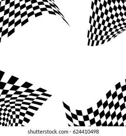 Checkered flag. Racing flag isolated on white. For decoration at the corner of poster or events about victory.