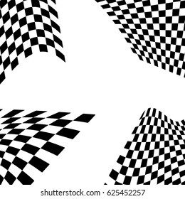 Checkered flag. Racing flag isolated on white. For decoration at the corner of poster or events about victory.