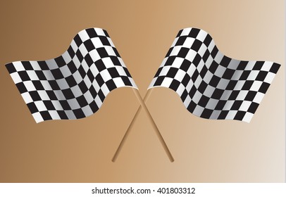 Checkered Flag. Rippled black and white crossed chequered flag vector