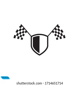 checkered flag shield icon design vector illustration 