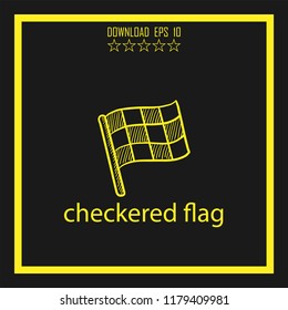 checkered flag sketch vector icon