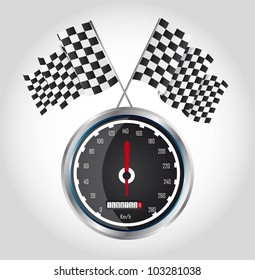 checkered flag with speed racing over gray background. vector