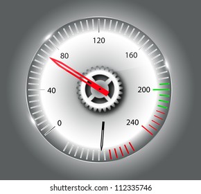 Checkered flag, speedometer. Vector Illustration.