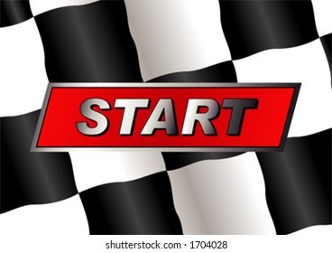 Checkered flag with Start badge on it