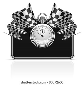 Checkered flag with a stopwatch background