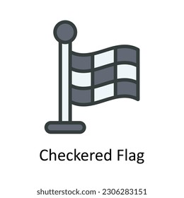 Checkered Flag  vector    Fill outline Icon Design illustration. Location and Map Symbol on White background EPS 10 File