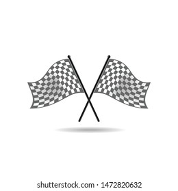 Checkered Flag vector, Rippled black and white racing flag isolated white background