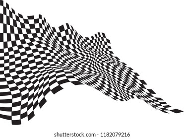 Checkered flag wave black on white background for sport race championship and business finish success vector illustration.