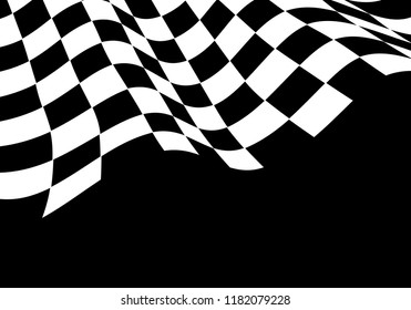 Checkered flag wave black white for sport race championship and business finish success background vector illustration. svg