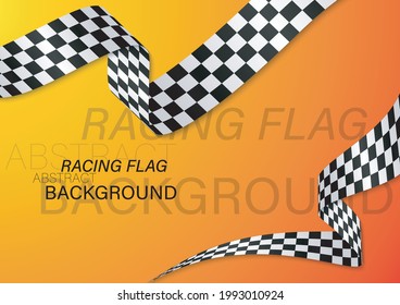 Checkered flag wave design on orange background, for sport race championship vector illustration