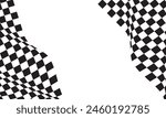 Checkered flag wave flying on white blank space design sport race championship business success background vector illustration.