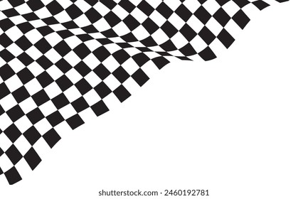 Checkered flag wave flying on white blank space design sport race championship business success background vector illustration.