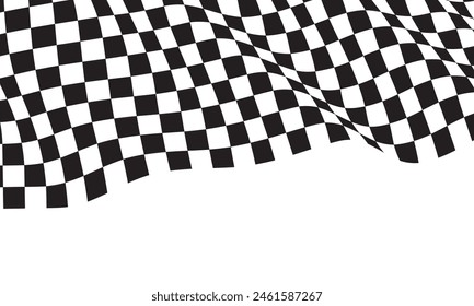 Checkered flag wave flying on white blank space design sport race championship business success background vector illustration.